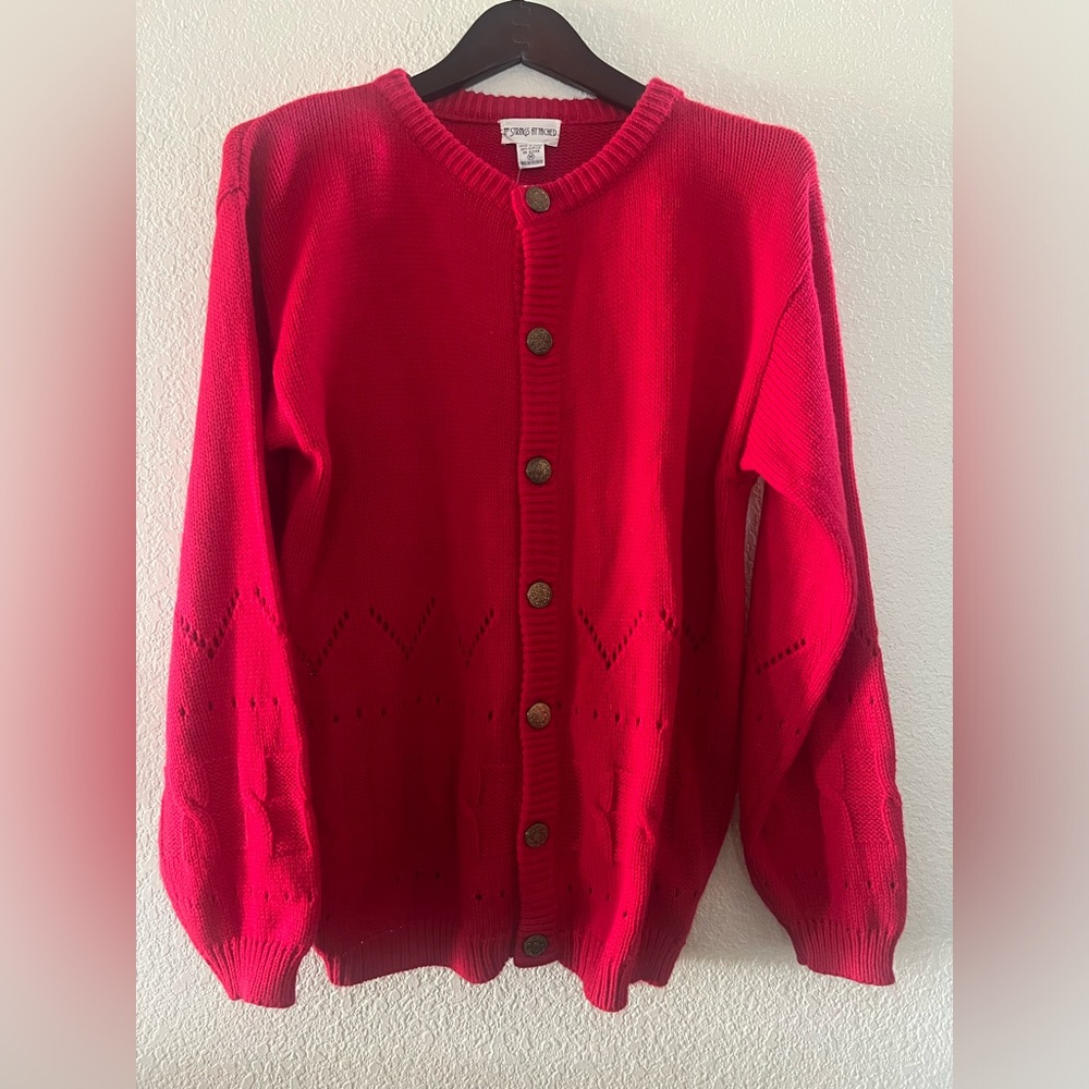 Vintage Red Button Up Sweater